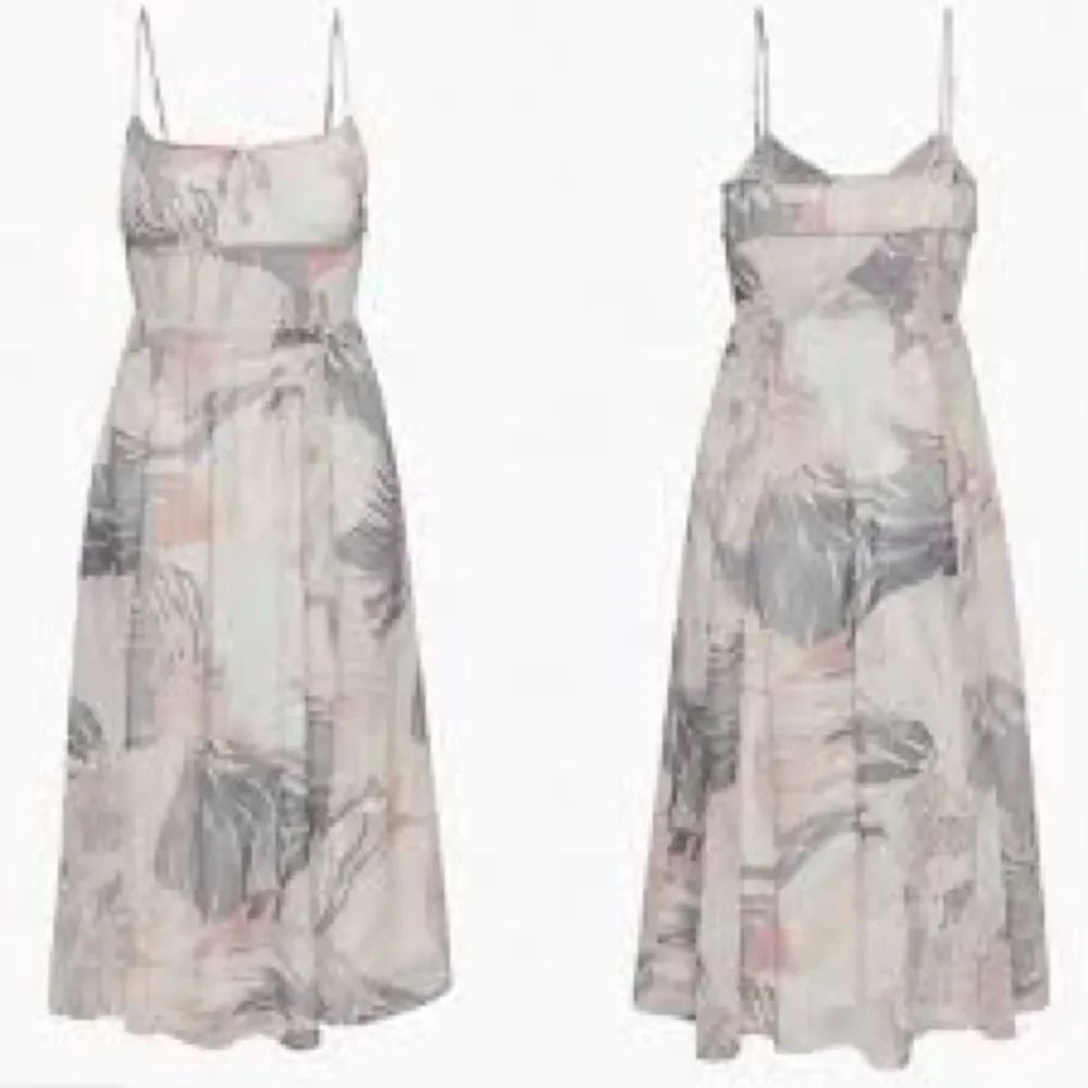 Wilfred Genoa Pink, Purple Floral Spaghetti Strap Smocked Midi Dress Size Small
